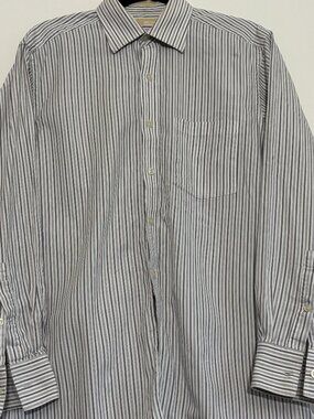 Michael Kors Dress Shirt Men 15 32/33 Gray Stripe 100% Cotton Button Down
